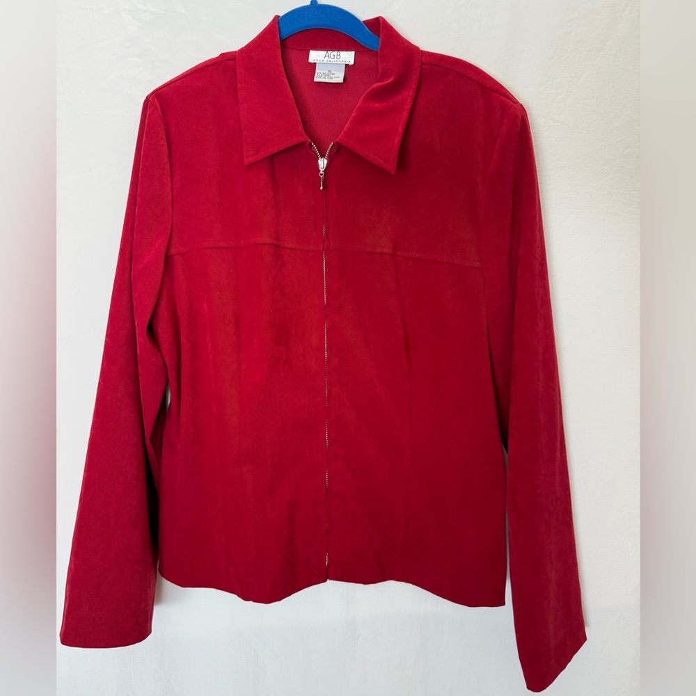 AGB Women's Vibrant Red Zip Up Blazer Women’s Size XL